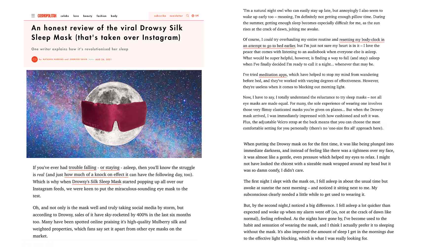 Screenshot from Cosmopolitan Magazine