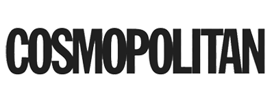 The image shows the word COSMOPOLITAN in bold, black, uppercase letters on a white background.