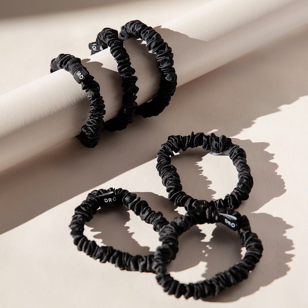 Black Jade Silk Scrunchie Set: Style & Protect