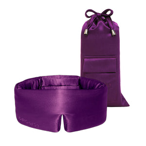 The drowsysleepco Purple Martini Sleep Mask + Pouch features a plush, padded design in luxurious purple silk and comes with a coordinating drawstring pouch with a convenient small pocket, making it the ultimate blackout eye mask for achieving restful beauty sleep.