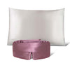 The drowsysleepco Perfect Skin Bundle Pink Damask Rose, featuring a luxurious silk pillowcase and sleep mask, is elegantly displayed on a white background—ideal for restful nights and glowing skin.