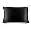 The Black Jade Silk Pillowcase by drowsysleepco, featuring a smooth, shiny texture, is shown on a white background. Perfect for hair protection and beauty routines, the brand appears subtly in small letters in the lower left corner.