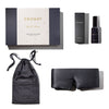 The Moonlight Shadow Deep Sleep Collection by drowsysleepco features a luxury silk sleep mask, deep sleep pillow spray in its box, and a matching drawstring pouch—all elegantly arranged on a crisp white background.