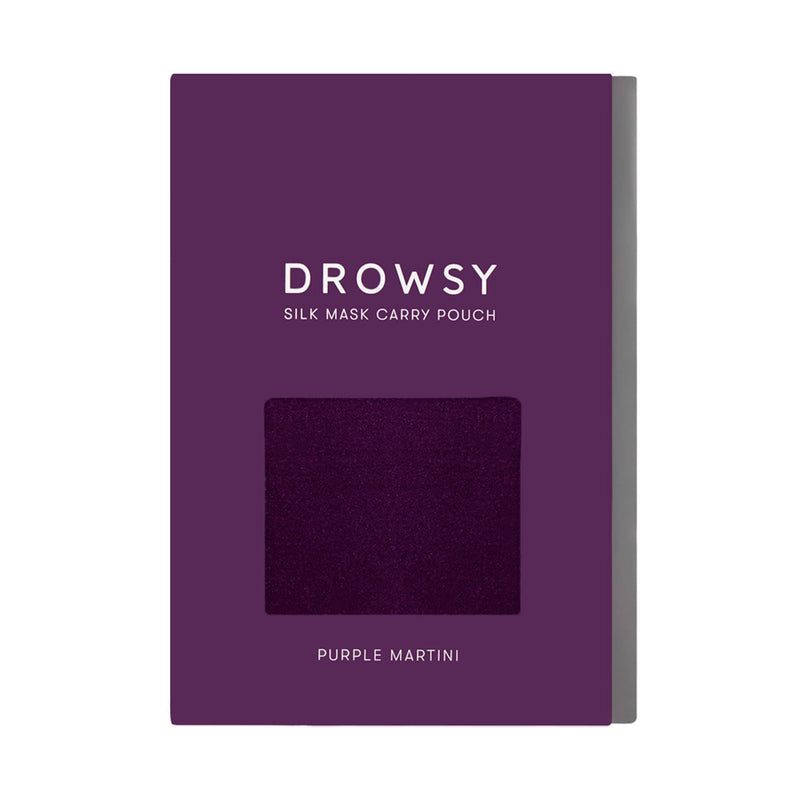 Drowsy Sleep Co. Purple silk carry pouch box for sleep mask protection