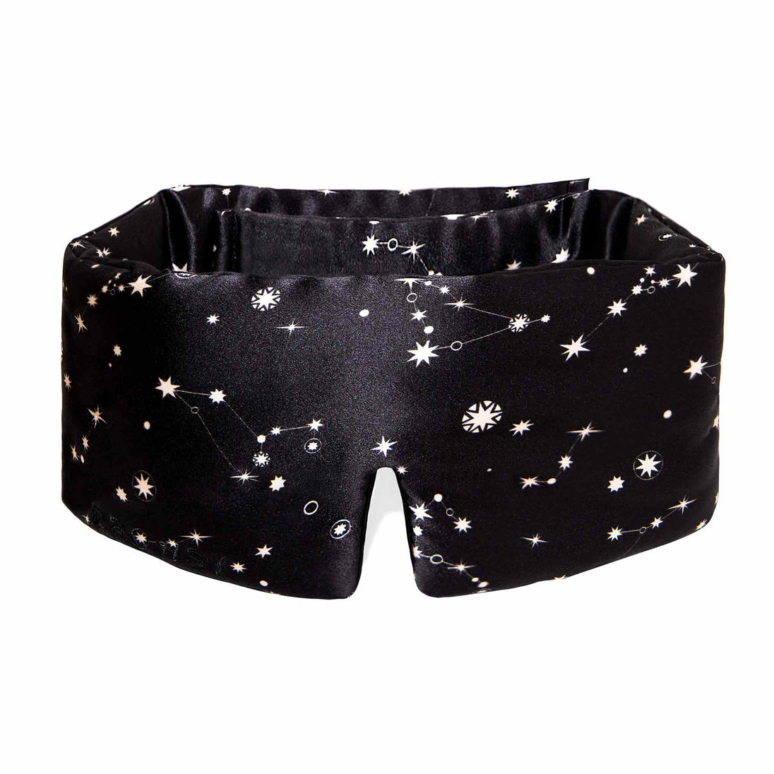 Starry patterned Drowsy silk sleep mask on a white background