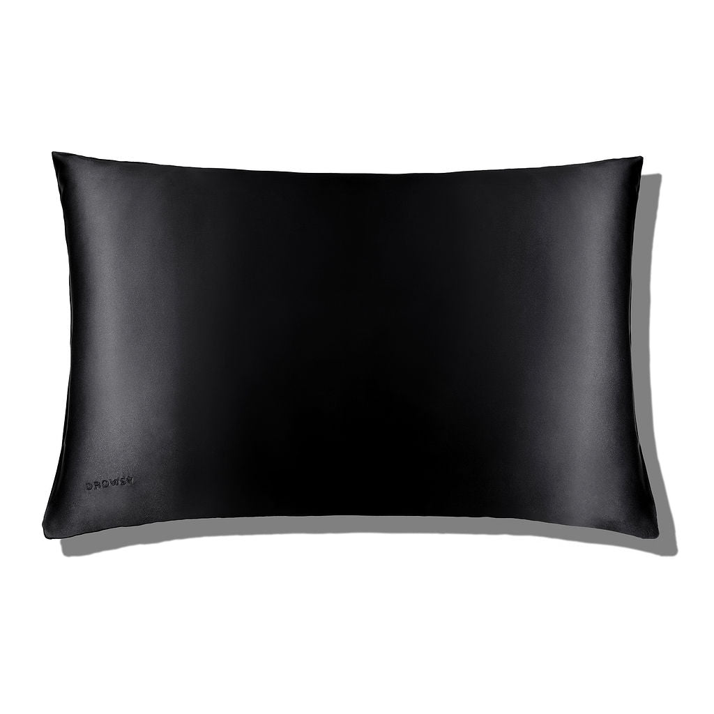 Black Silk Drowsy Pillowcase on white background