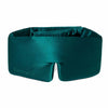 Drowsy Green Sapphire coloured silk sleep mask on a white background