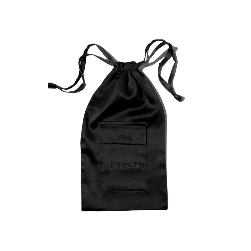 Drowsy Sleep Co. Black silk carry pouch for silk eye mask protection