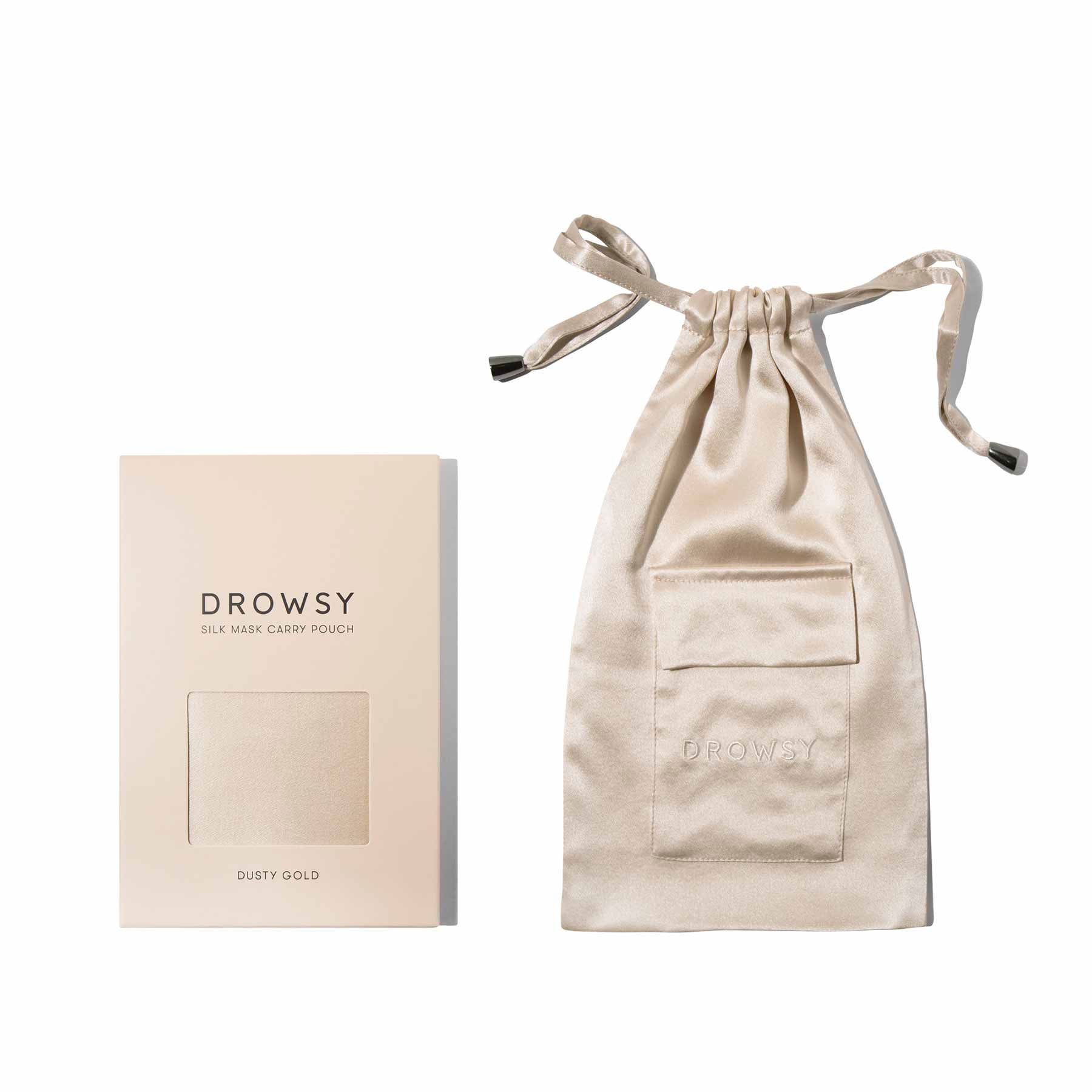 Dusty Gold Silk Carry Pouch: Elegant Mask Storage