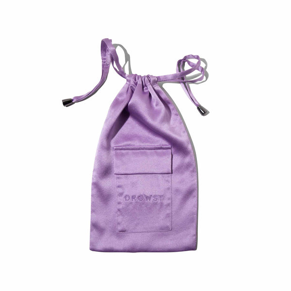 Drowsy Sleep Co. Lavender Haze silk carry pouch for silk eye mask protection