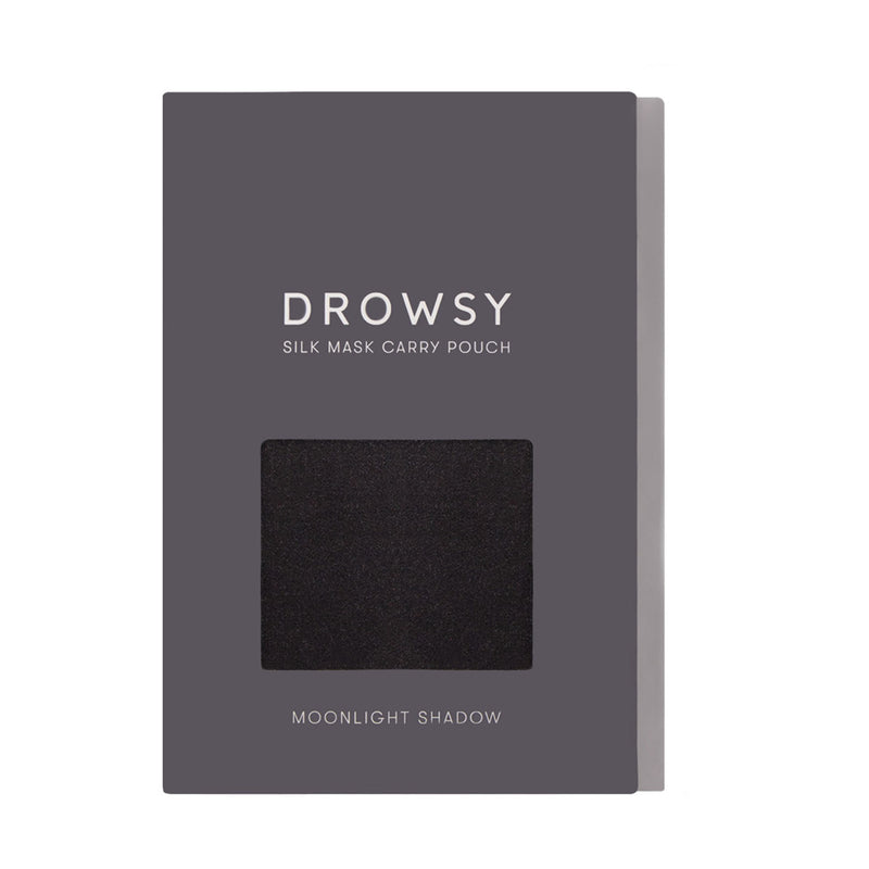 Drowsy Sleep Co. Grey silk carry pouch box for silk sleep mask