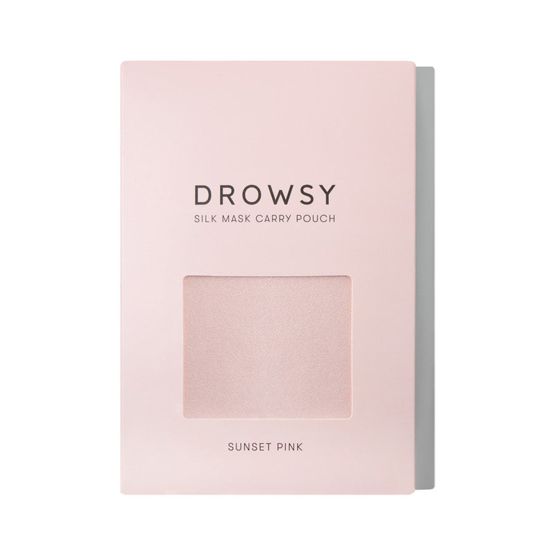 Drowsy Sleep Co. Pink silk carry pouch box for silk sleep mask