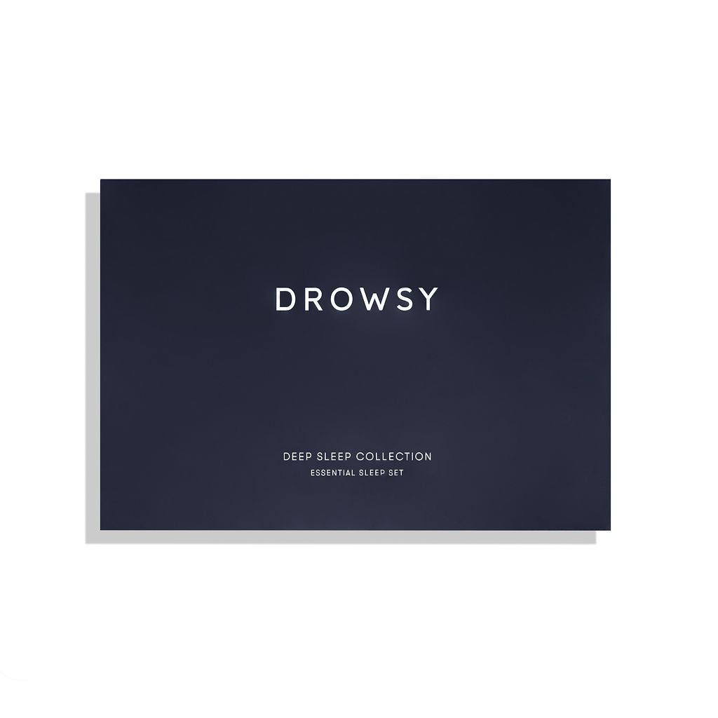 Drowsy Midnight Blue Sleep Set box on a white background