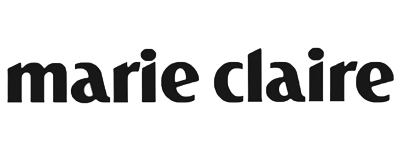 The black, lowercase text marie claire is displayed in a bold, modern font on a light gray background.