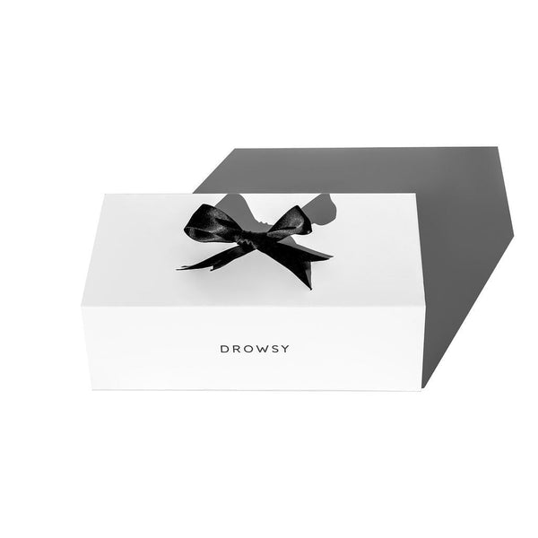 White luxury gift box with black bow